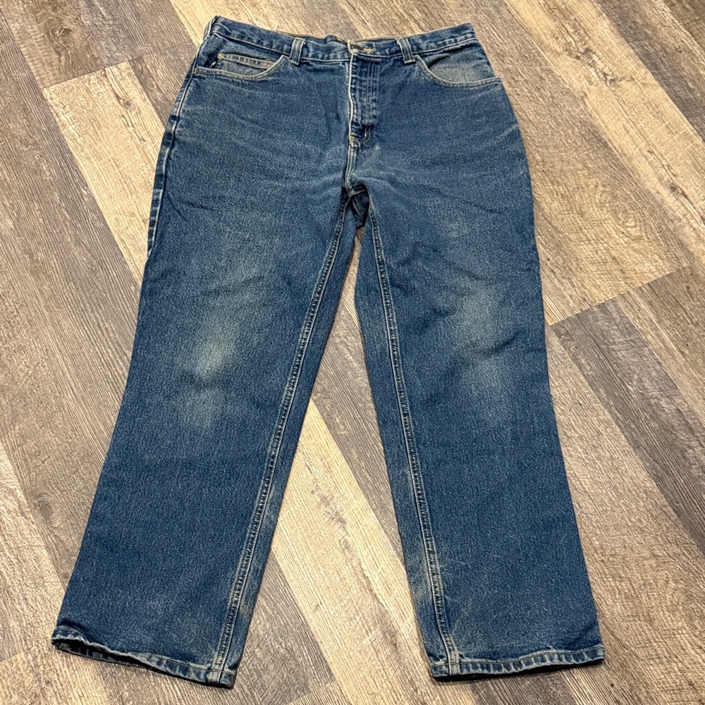 Carhartt Men's Straight Blue Jeans HRC 2 NFPA 21 12 Vintage Size 34 W 40 L